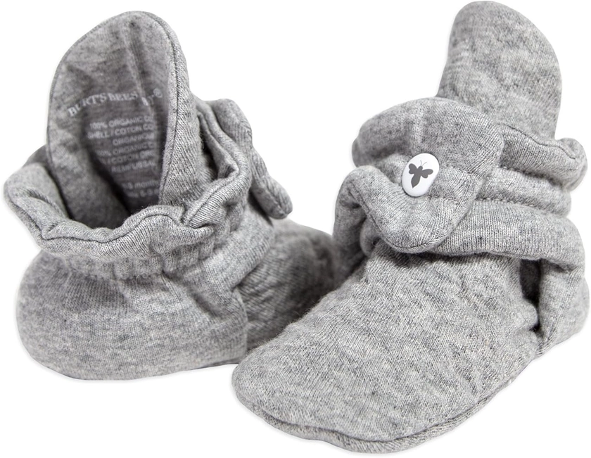 Burt's Bees Baby Baby Gender Neutral Color for Ages 0 to 9 Months Old Slipper Sock, Heather Grey Stripe, 3 Unisex Infant