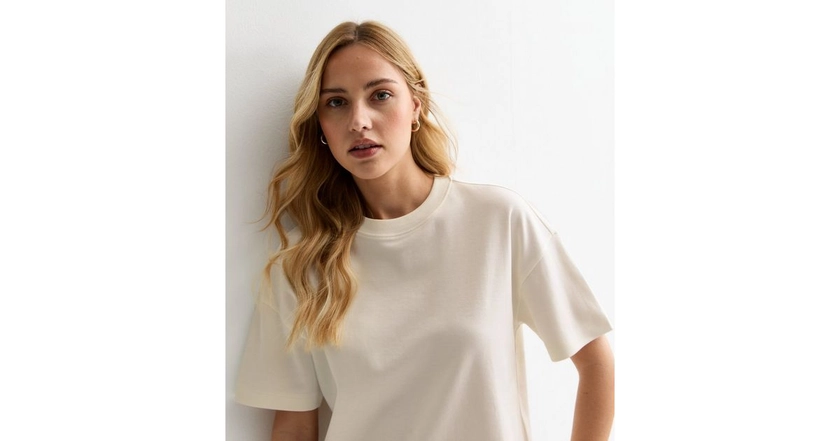 Off White Premium Oversized Cotton T-Shirt | New Look