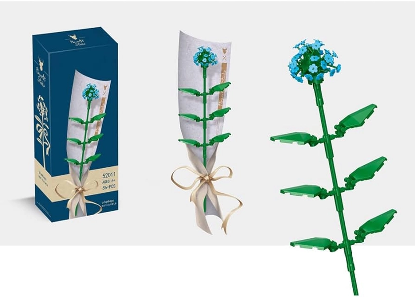 Amazon.com: WEAREWE Flower Bouquet Building Blocks Kits Plumbago Auriculata 52011, Artificial Flowers Building Project to Release Stress and Focus The Mind, for Birthday Gifts to Adults/Teens(100+ Pieces) : Home & Kitchen