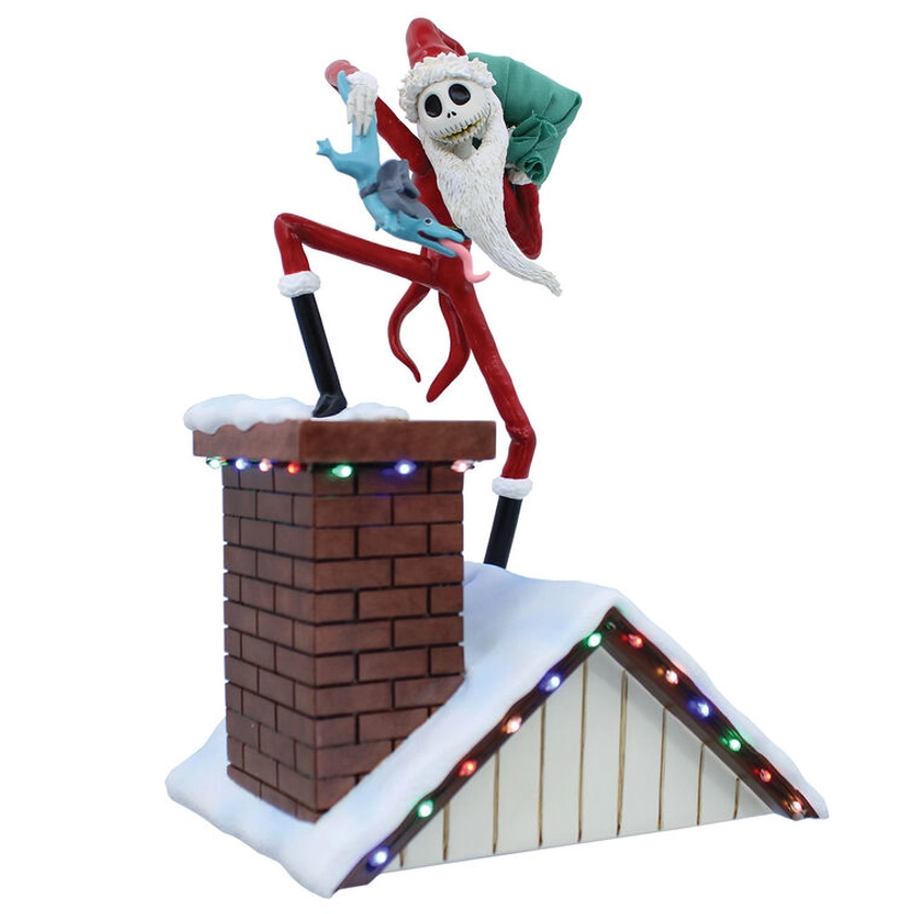 Disney Showcase Santa Jack on Rooftop Figurine With Lights, 10.2"