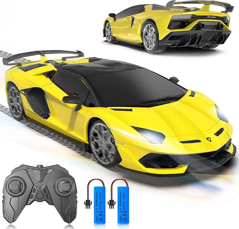 Remote Control Car for Lamborghini, Officially Licensed 1:16 Scale Lambo Hobby Rc Cars with Headlight, 2.4GHz Race Car Toys for Boy Girl 4-12 Years Old, 12Km/h, Birthday Gift