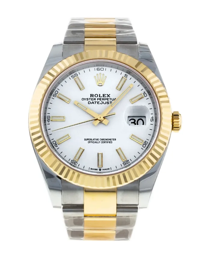 Rolex Datejust 41 126333 - White Baton Dial & Bracelet Strap