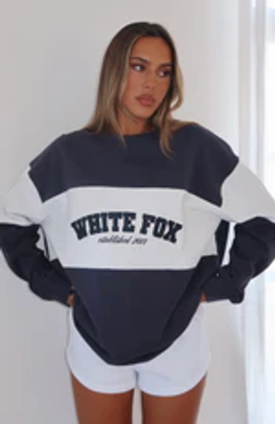 Need You More Long Sleeve Oversized Tee Navy