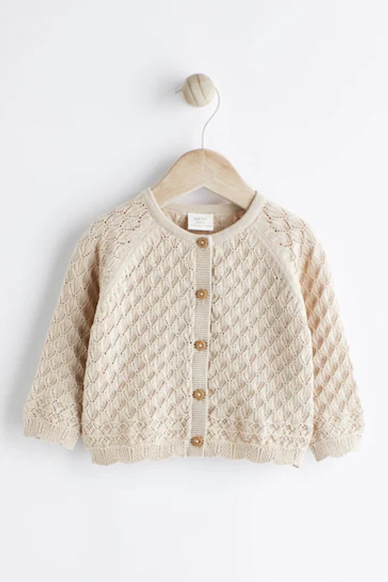 Neutral Baby Pointelle Knitted Cardigan (0mths-2yrs)