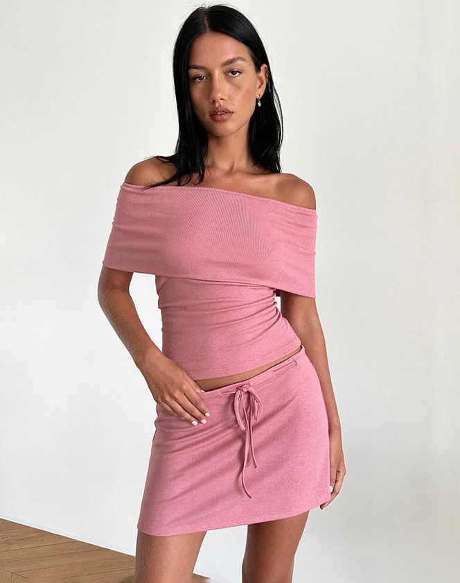 Fita Frill Bow Mini Skirt in Poplin Light Pink