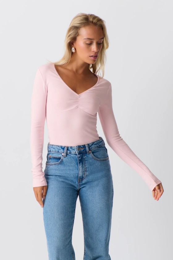 V-neck top - Rosa - Dame - Gina Tricot