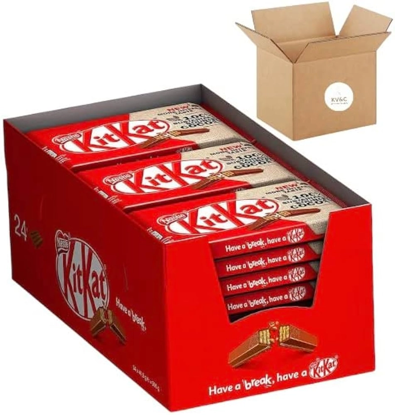 Kit Kat Chocolate Bars - 24 Packs of 4-Finger Milk Chocolate Blocks (41.5g each) - Bulk Gift Box for Sweet Delights (24 BARS (1 BOX))
