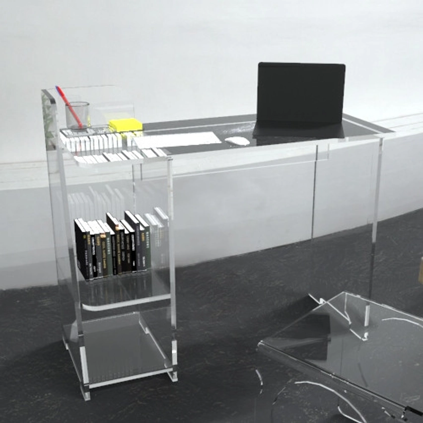 Bureau en Plexiglas avec Rangement : Commandez sur Techni-Contact - Table d'ordinateur plexi