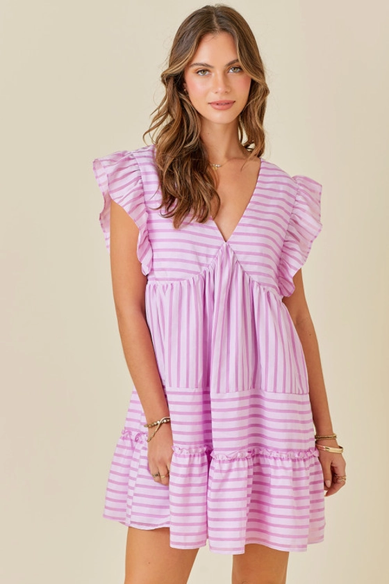 "Britton" Striped Dress (Pink)