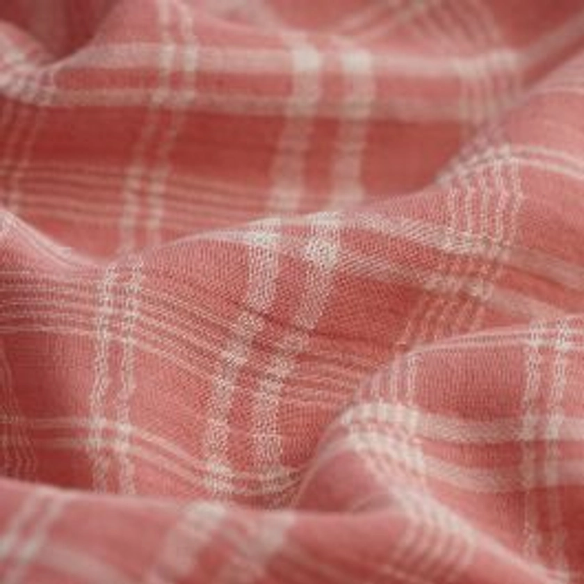 Tissu double gaze tartan rose blush