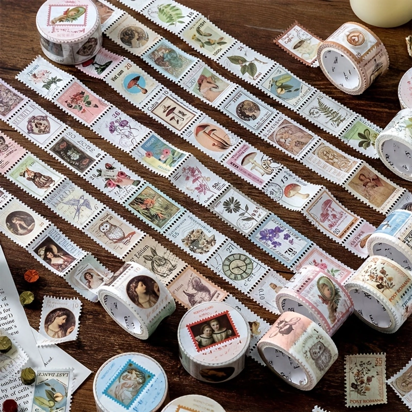 1pc/pack Vintage Series Color Washi Masking Tape Release Paper Stickers Scrapbooking Stationery Decorative Tape 0.98inch*196.85inch