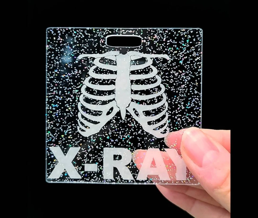 Clear Glitter Marker Parker - Xray Marker Holder - Acrylic ID Badge - Radiology Marker Parker - Xray Marker Badge - Badge Buddy