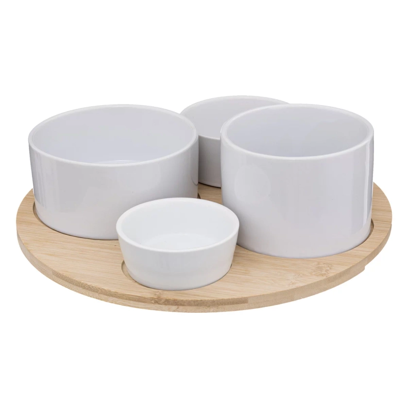 SET APERITIF BAMBOU BLANC 5 PIECES