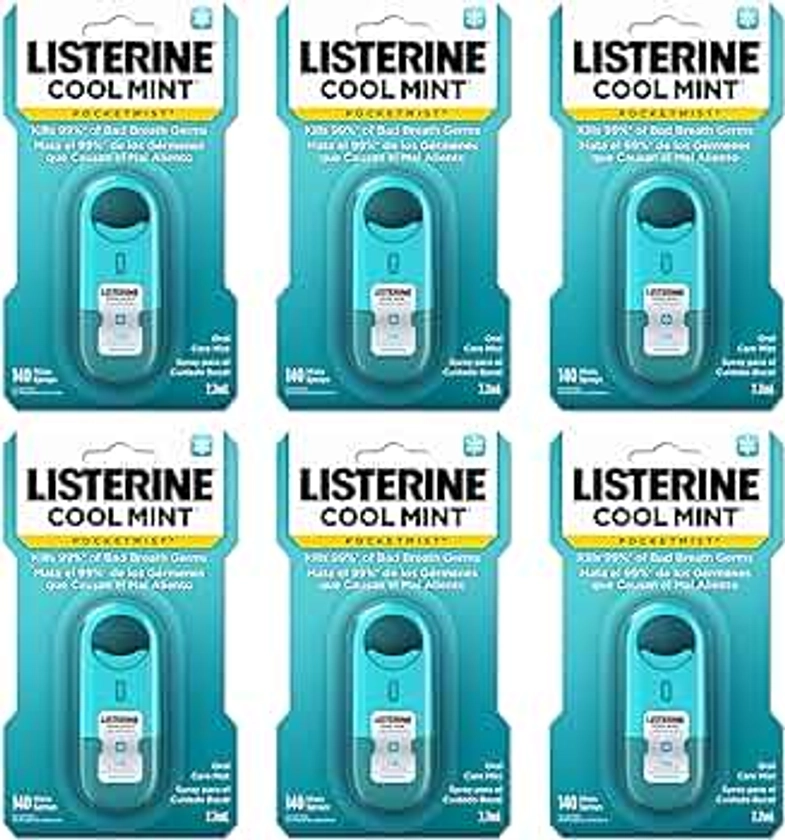 Listerine Pocketmist Cool Mint Oral Care Mist for Bad Breath, 7.7 ml (Pack of 6)