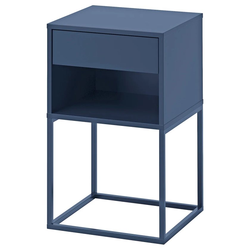 VIKHAMMER bedside table, blue, 40x39 cm - IKEA