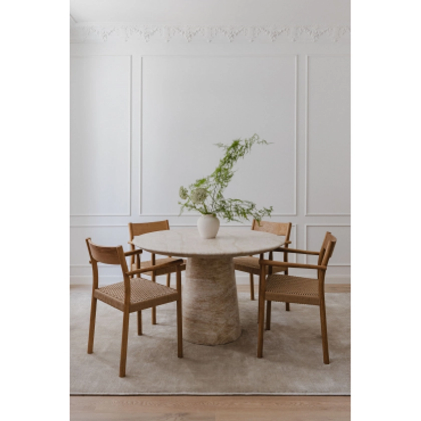 Table à manger ronde en ciment aspect travertin (Ø120 cm) Velia