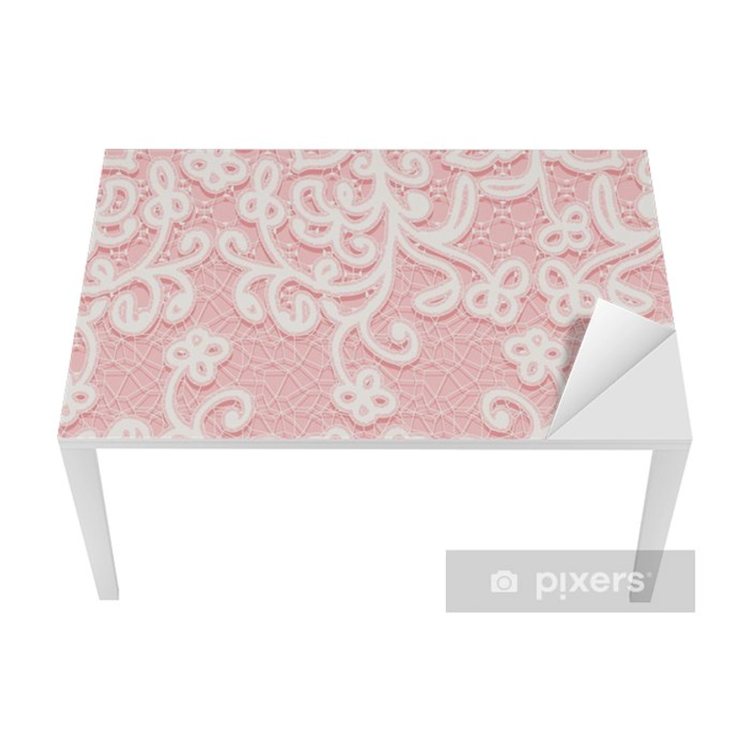 Sticker Seamless pink and white lace pattern. - PIXERS.NET.AU