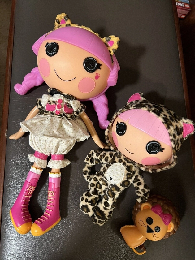 Lalaloopsy Kat Jungle Roar 12&#034; Doll MGA 2012 Full Size Pink Hair With Little Sis