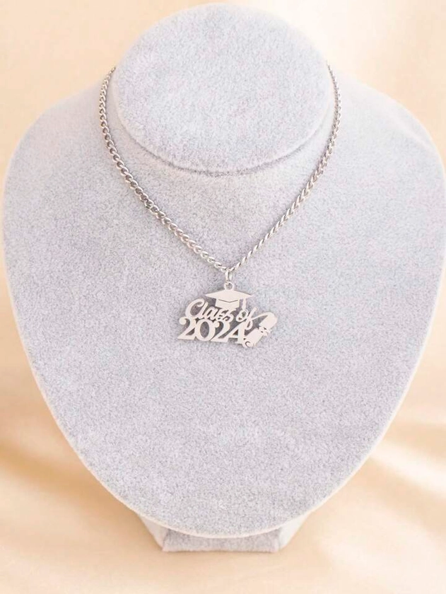 1pc 2024 Graduation Season Stainless Steel Pendant Necklace, Doctor Hat Pendant, Stainless Steel Necklace, Best Friend Necklace, Best Friend Gifts, Suitable For All Graduates Daily WearG