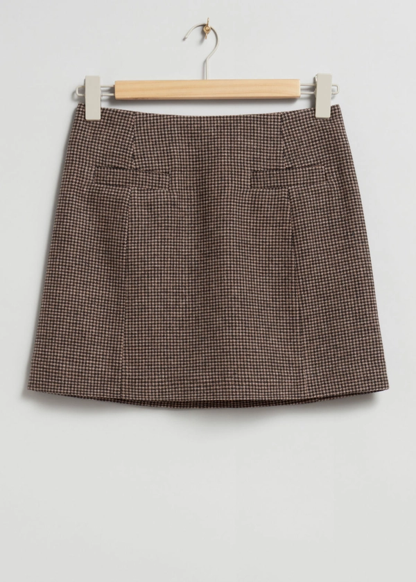 A-Line Mini Skirt - Brown Checked - Mini skirts - & Other Stories US
