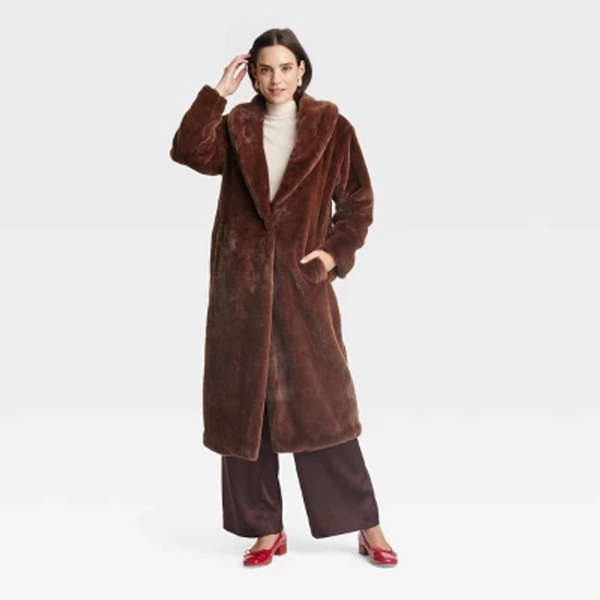 Women's Faux Fur Jacket - A New Day™ Brown M