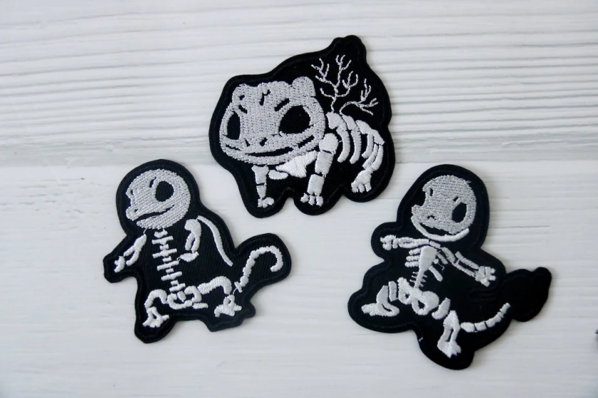 Skeleton Pokemon Patch, Iron on Patch, Embroidered Patch, Applique, Iron on Clothing Labels, - Etsy Japan