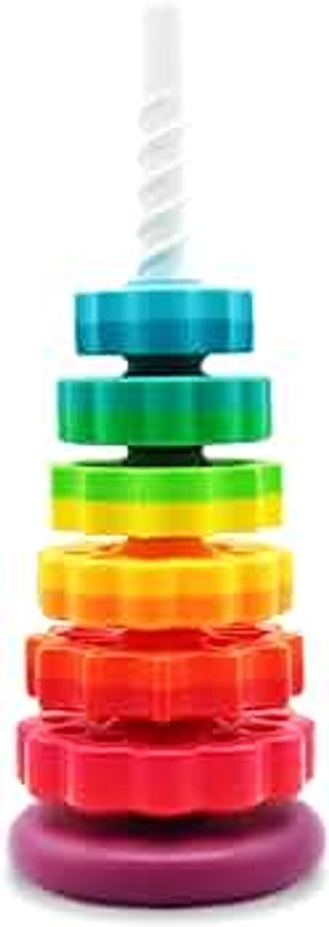 Baby Spin Stack Toy,Premium Stacking Toy for Kids,Baby Spinning Stacking Toy for Babies and Toddlers,Educational Toddler Learning Toy,Baby 1 2 3 Birthday Gifts,Autism Sensory Spinning Toy