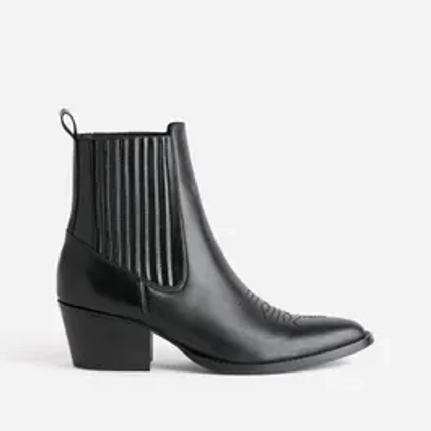 Chelsea boots santiag noir éco-conçu en cuir