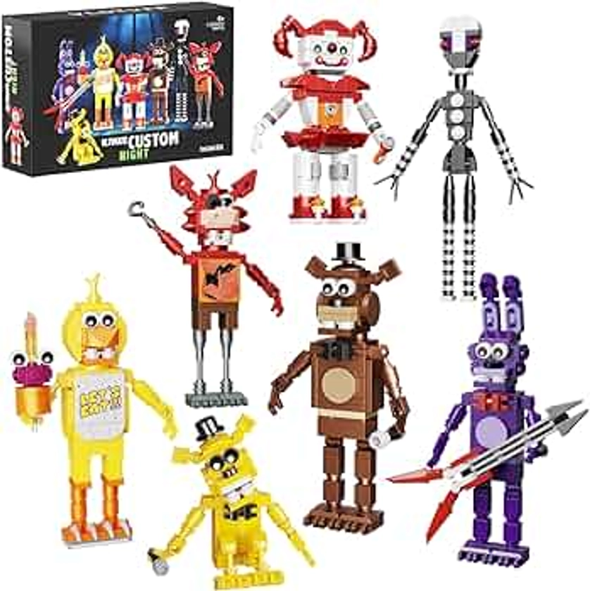 Five Nights Security Breach Building Block Toy 7 in 1, Fazbear Fredy Fighting Monster Action Figure DIY Model, Compatible with Lego, Suitable for 8+ Adults Boys Girls Birthday (695PCS)