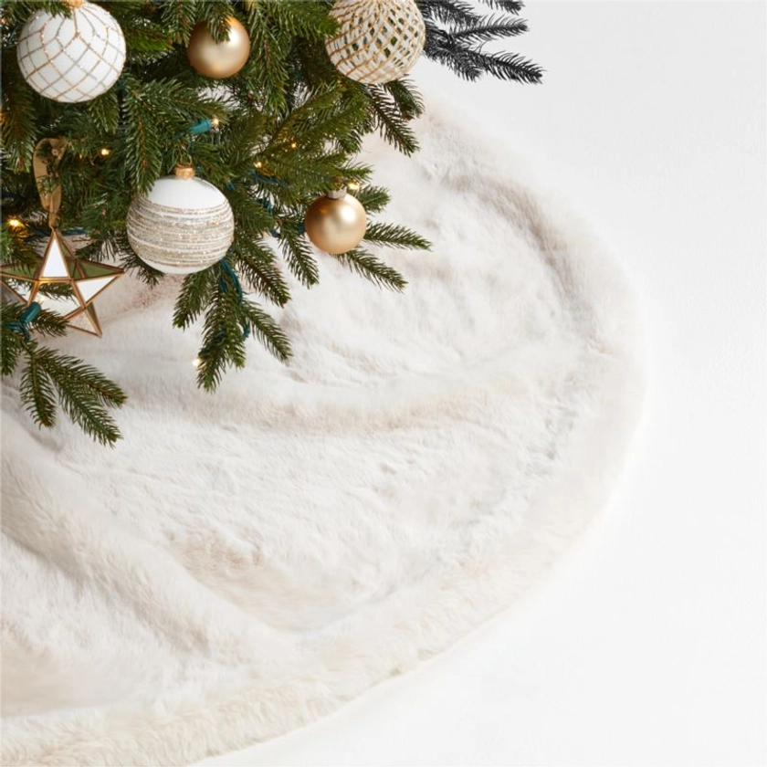 Winter White Faux Fur Christmas Tree Skirt + Reviews | Crate & Barrel