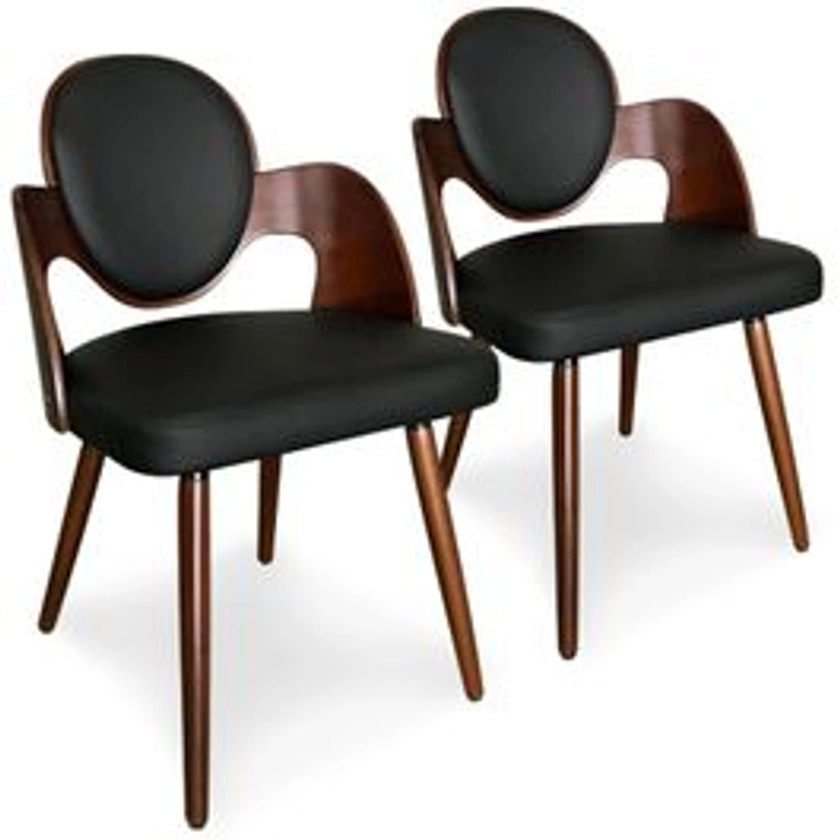 Lot de 2 chaises scandinaves Galway Bois Noisette et Noir