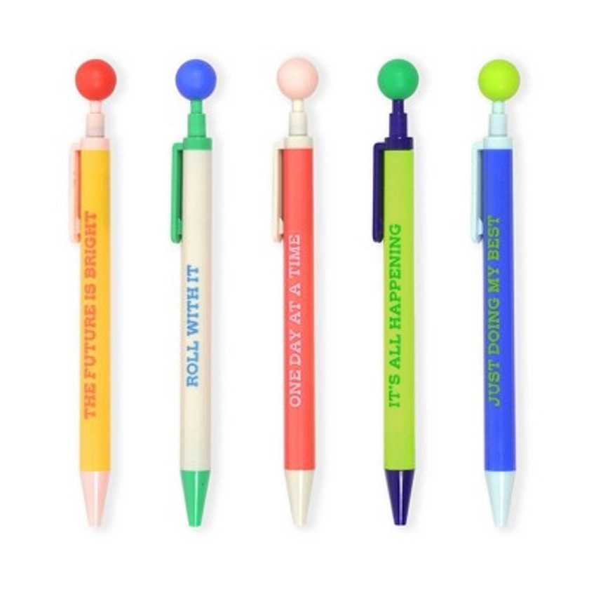 Yoobi Evolve Ballpoint Pens 5pk with Topper Geo Color Block