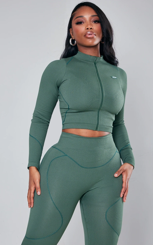 Shape Sea Green Branded Contrast Stitch Gym Top