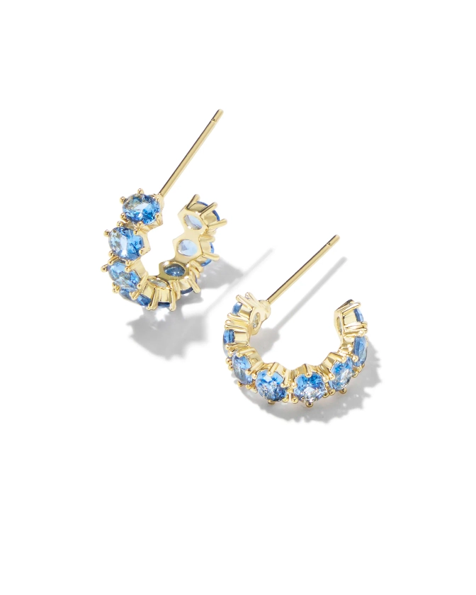 Cailin Gold Huggie Earrings in Blue Violet Crystal