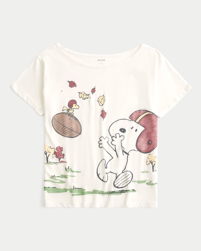 Women's Oversized Off-the-Shoulder Snoopy Graphic Tee | Women's Tops | HollisterCo.com