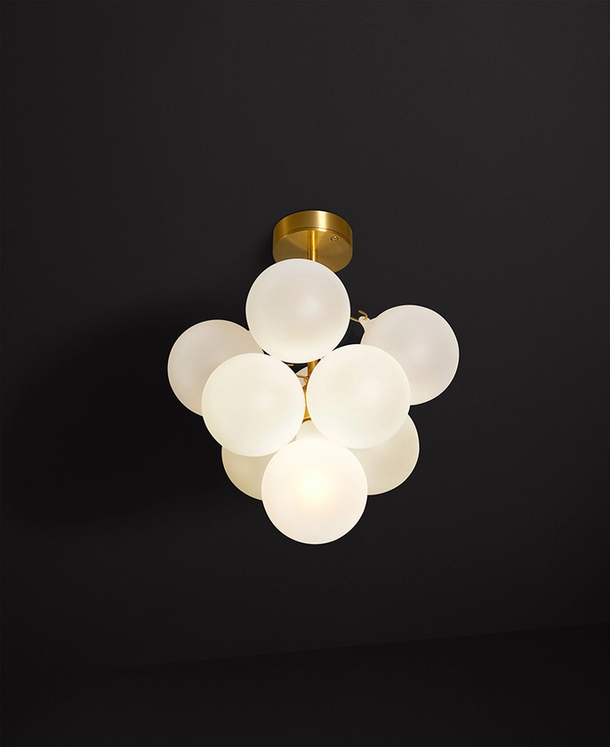 Gold low-rise frosted mini bubble chandelier