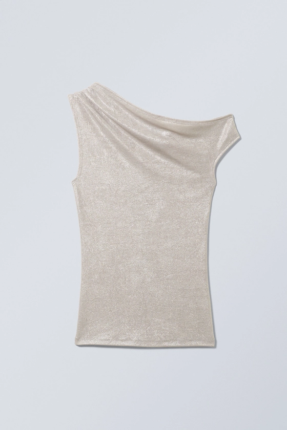 shimmer drape top - Silver Foil | Weekday GB