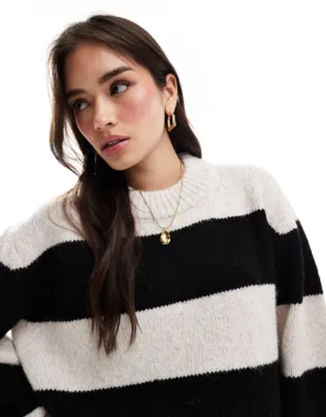 ASOS DESIGN oversized crew neck jumper in stripe