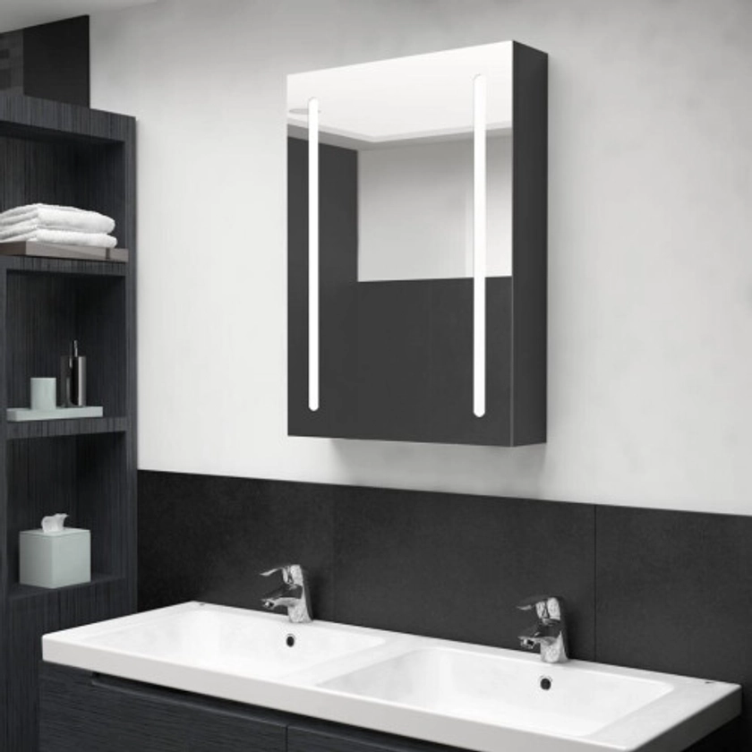 vidaXL LED Bathroom Mirror Shining Black Medicine Cabinet Furniture Vanity on OnBuy