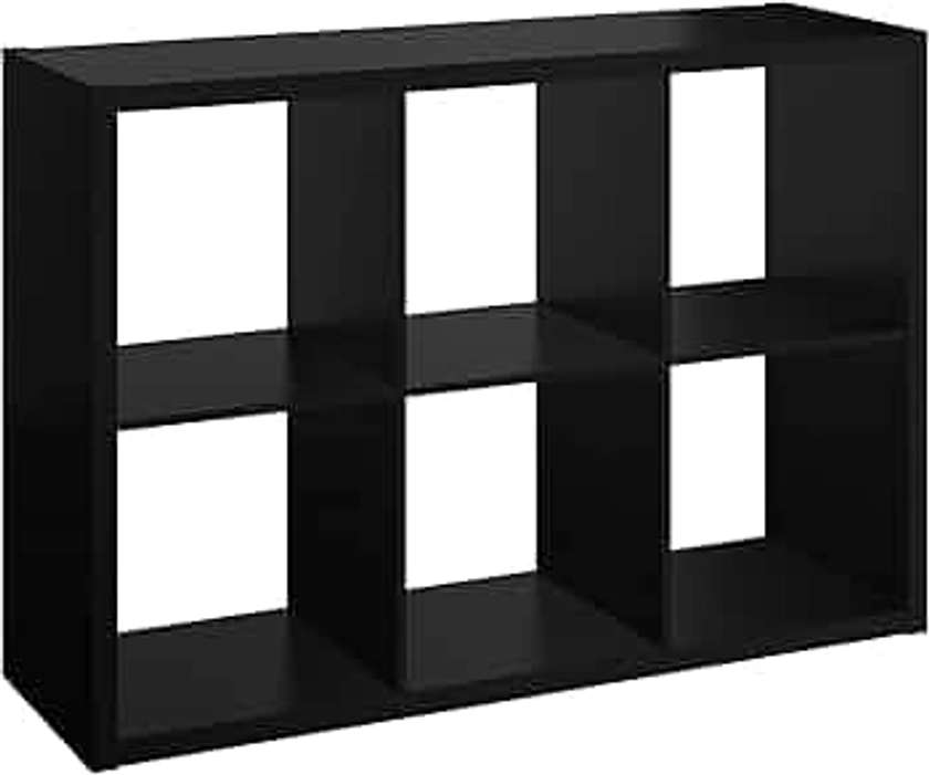 ClosetMaid 6 Cube Storage Shelf Organizer Bookshelf with Open Back, Vertical or Horizontal, Easy Assembly, Wood, Black Finish