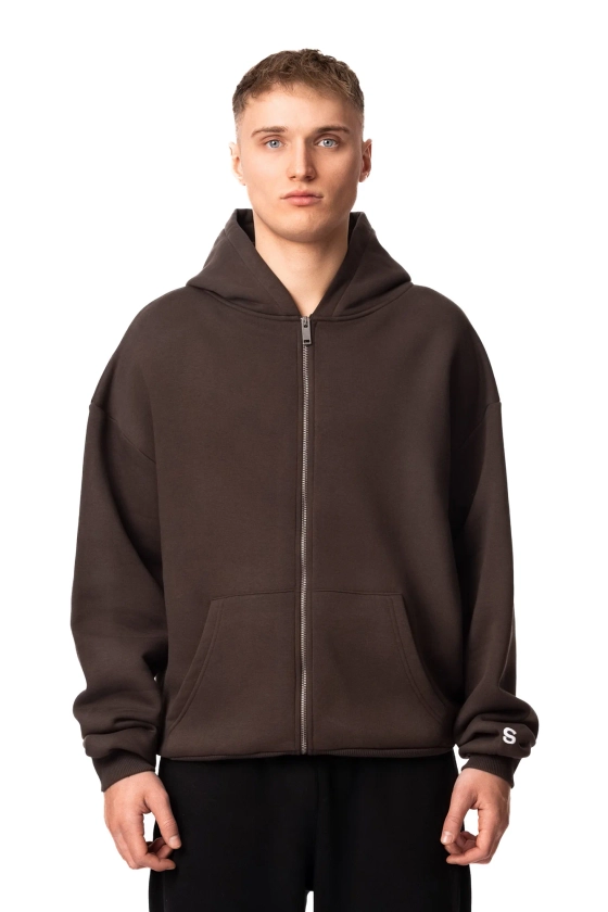 BASIC ZIP-HOODIE (BROWN)