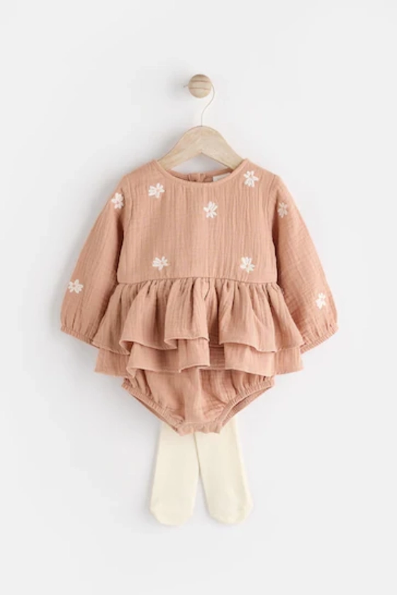 Buy Beige Baby Bloomer Romper with Tights Set (0mths-3yrs) from the Next UK online shop