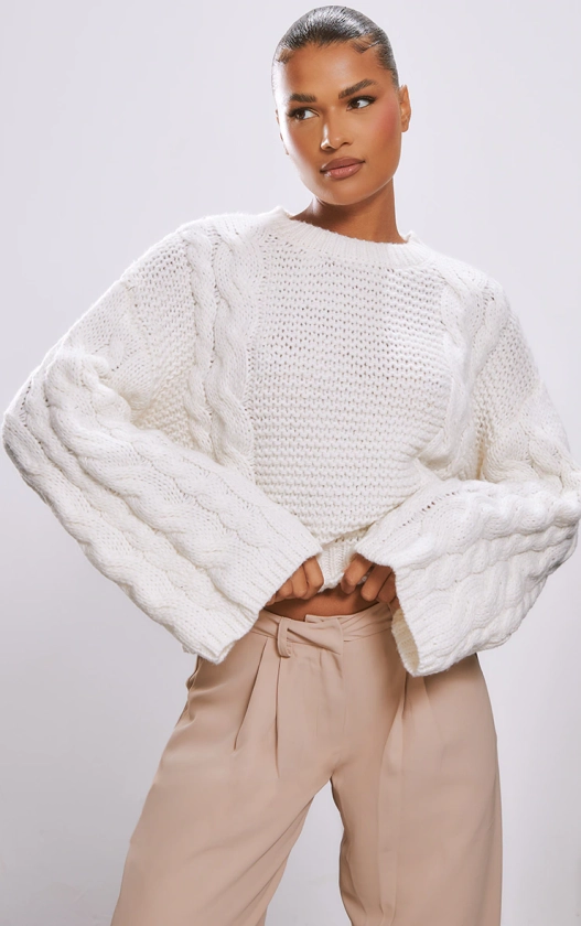 Cream Soft Chunky Cable Knit Jumper