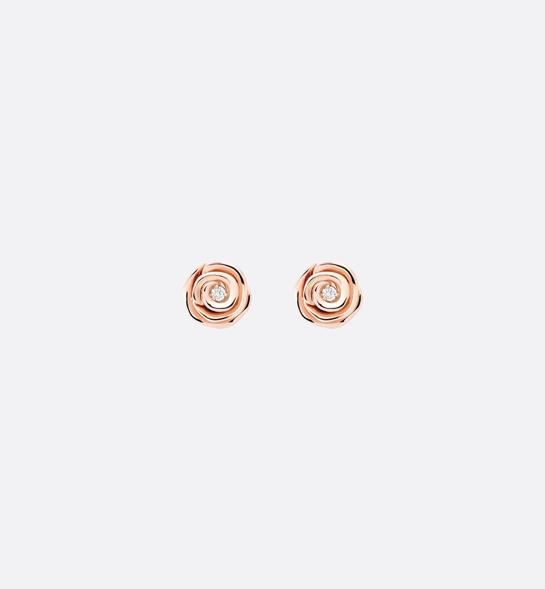 Small Rose Dior Couture Earrings Pink Gold and Diamonds | DIOR