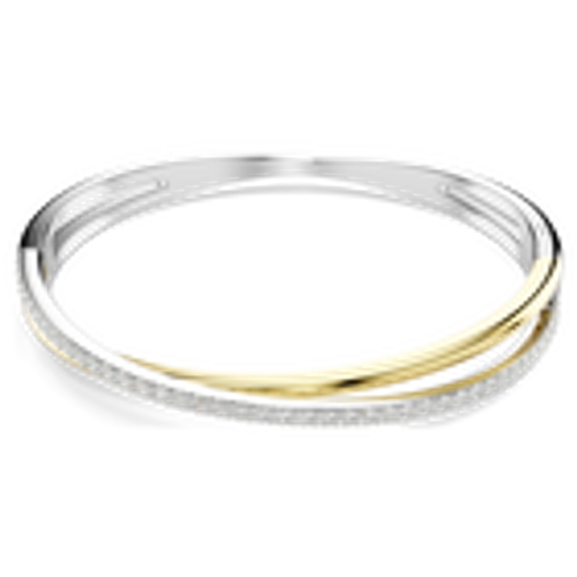 Hyperbola bangle, Round cut, White, Mixed metal finish