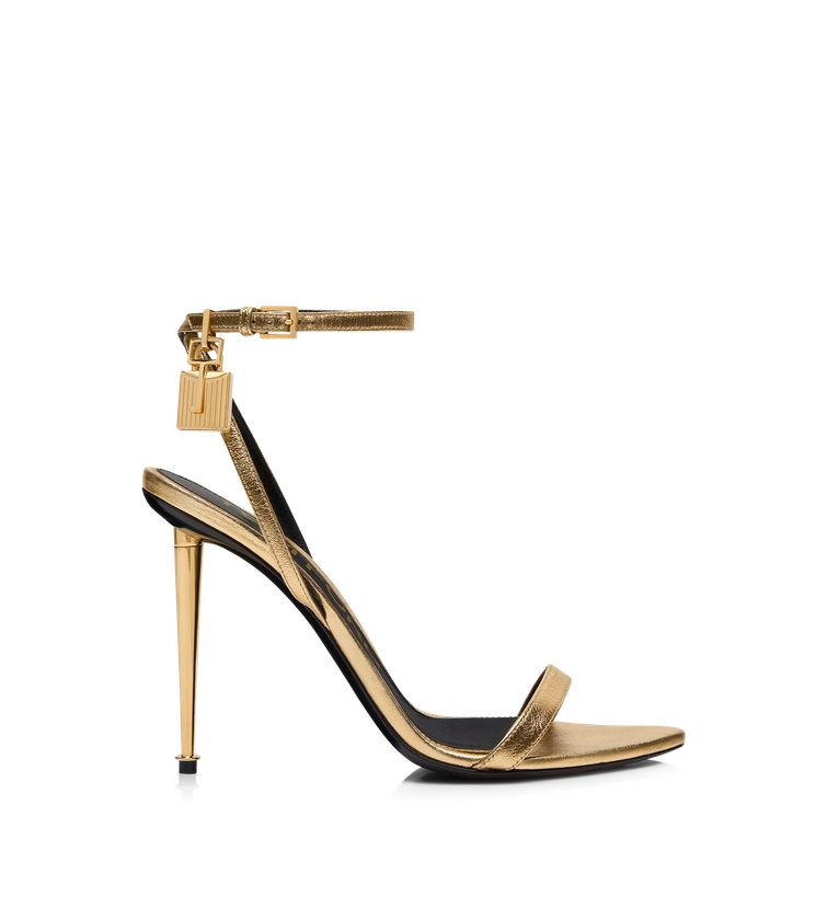 LAMINATED NAPPA LEATHER PADLOCK POINTY NAKED SANDAL