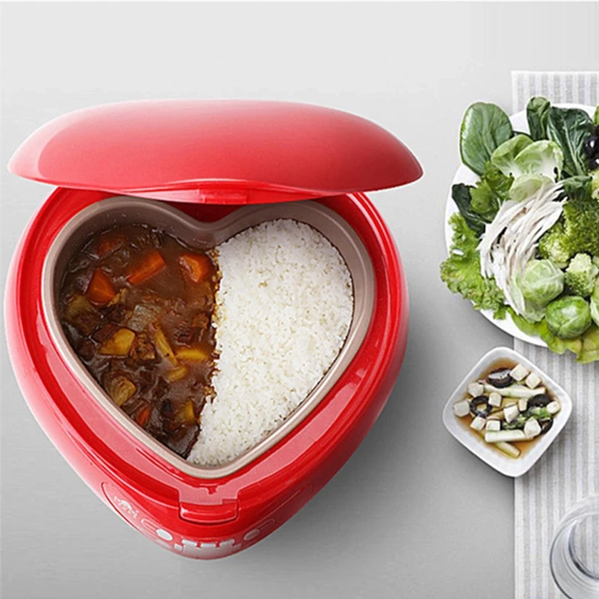 300W Heart-shaped Rice Cooker intelligent mini rice cooker Home 1.8L rice cooker Arc three-dimensional heating