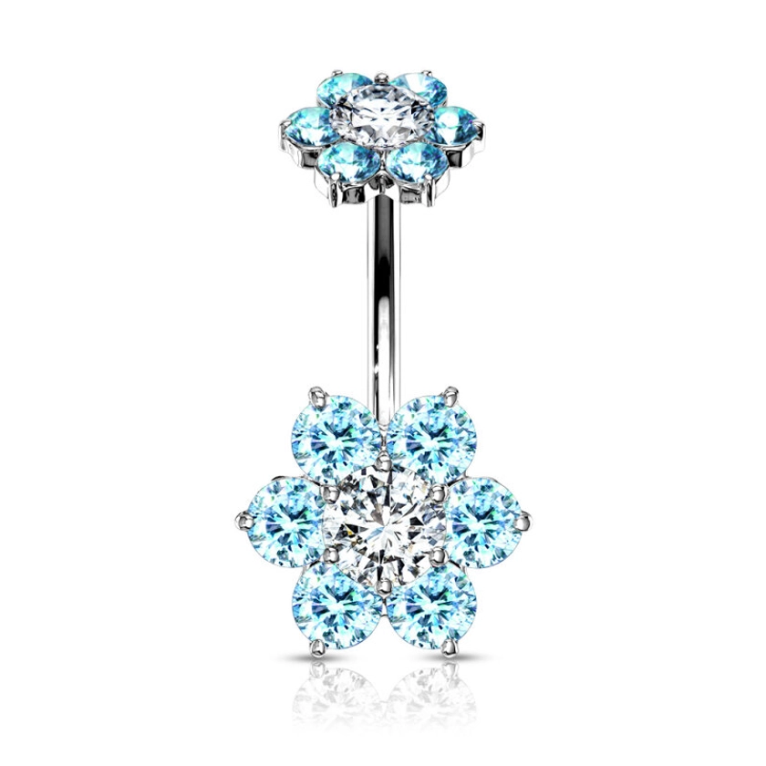 BAUCHNABEPIERCING MIT ANHÄNGER AUS 925ER STERLING SILBER "SWAROVSKI BLUME", € 14,95