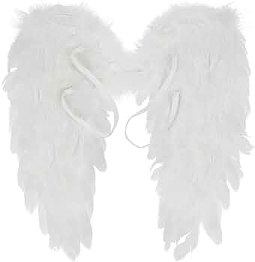 TiaoBug Deluxe Angel Feather Wings Halloween Christmas Fancy Dress Costume for Kids Adults Type B White One Size