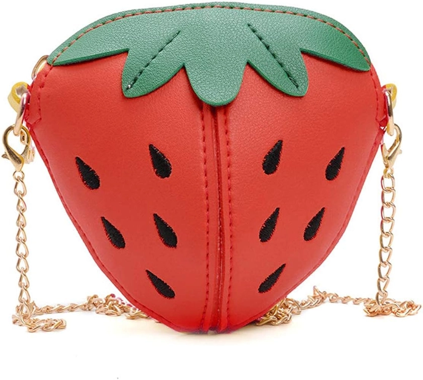 Strawberry Shape CrossBody Purse Bag,Cellphone Shoulder Bags Card Holder Wallet PU Phone Shoulder Wallet for Women Girl (Red)
